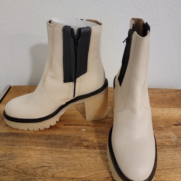 Free People Boots White James Chelsea Lug Sole Chunky Y2K 90s NIB - Picture 7 of 15